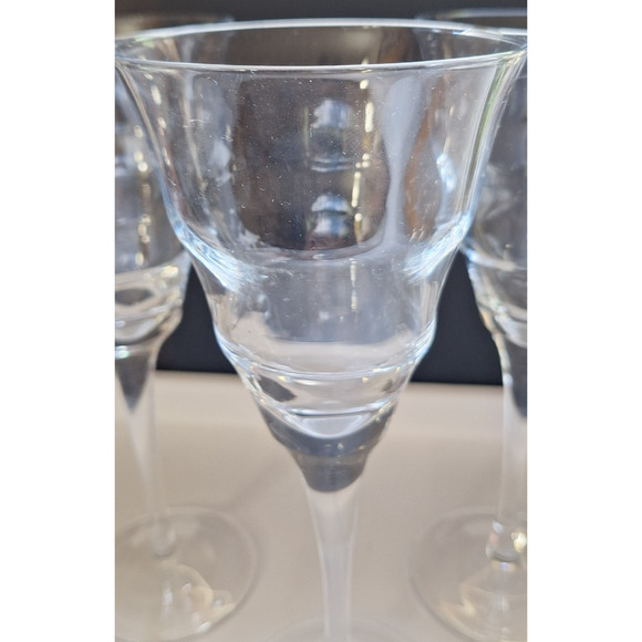 Rippled Optic Clear Pulled Stem Set of 3 Water Wine Goblets 8 1/2" - Picture 2 of 4